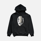 Black hoodie displaying the face of a spirit-like character with diamond grillz.